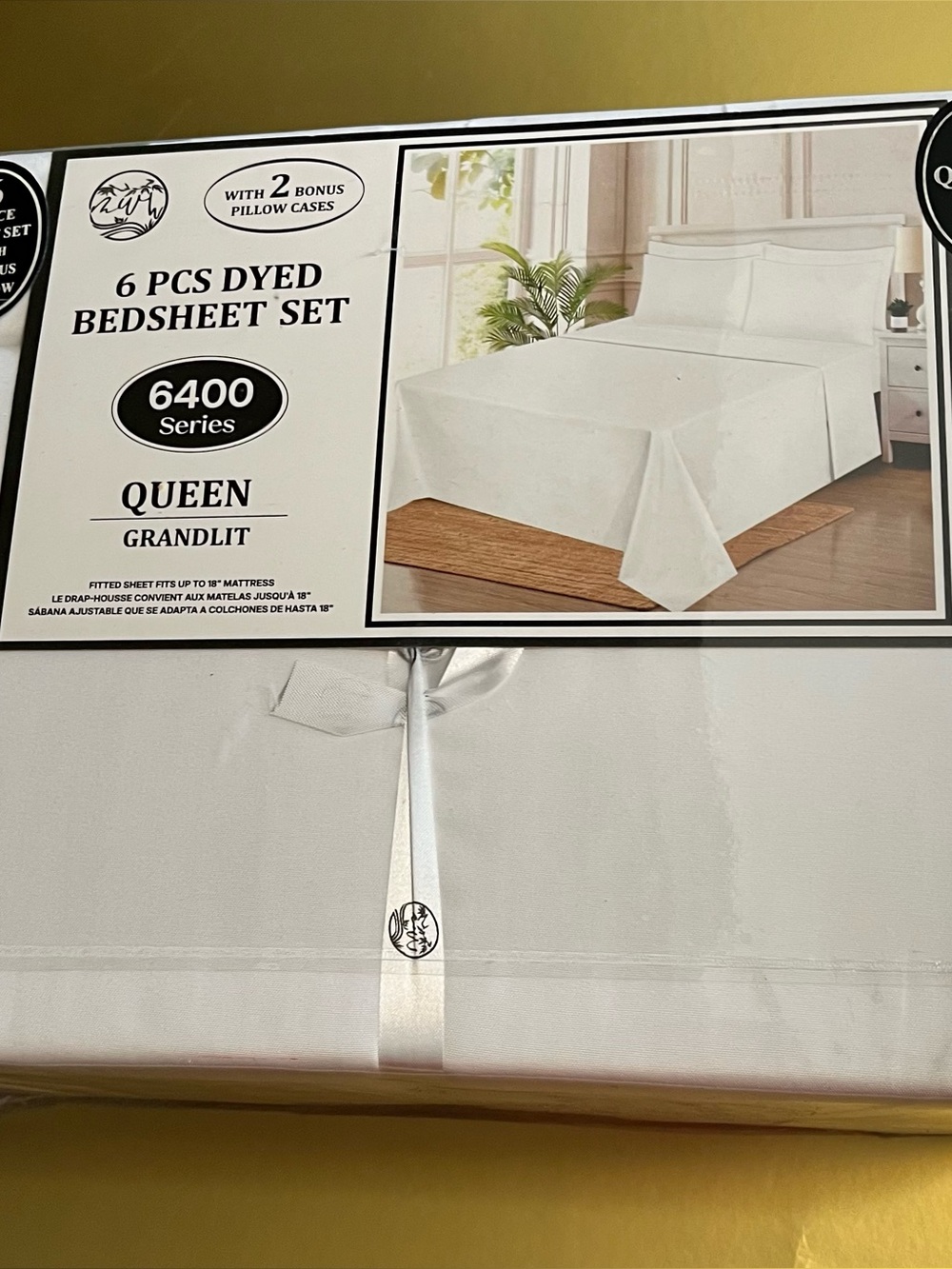 NEW Queen 6 Piece White Sheet Set 6400 Series Deep Pocket 4 Pillowcases